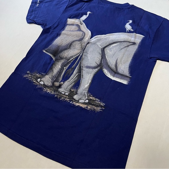 Vintage single stitch tshirt size medium elephant nature print 1992 Hanes Usa - Picture 11 of 11